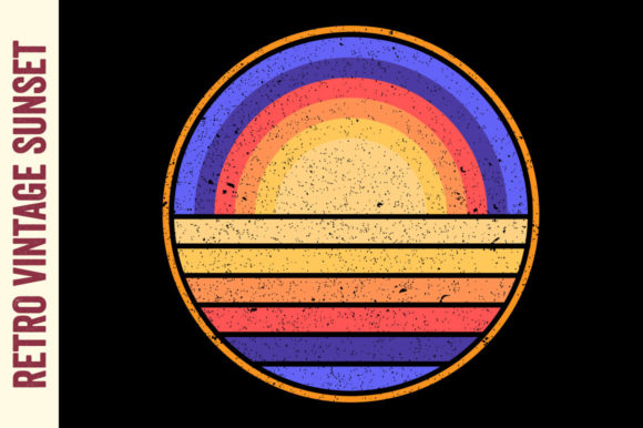 Vintage Sunset Retro Circle Grunge Ocean Review